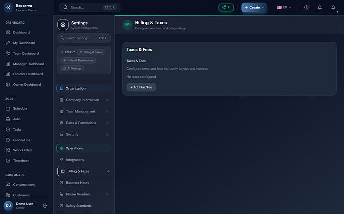 Step 1: Navigate to Billing and Tax Settings