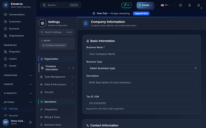 Step 2: Open Company Info
