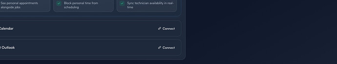 Step 3: Connect buttons close-up — Google Calendar and Microsoft Outlook