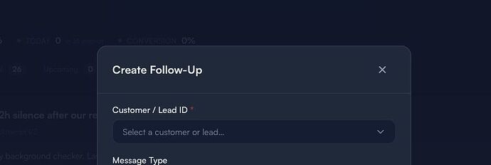 Empty Create Follow-Up form - safe field review