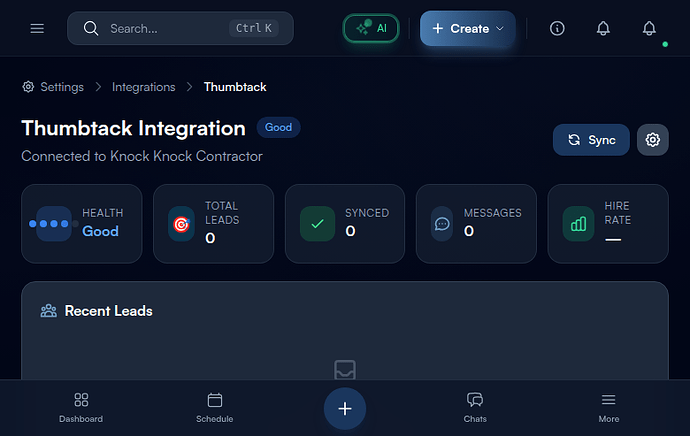 Step 1: Navigate to the Thumbtack Integration Page