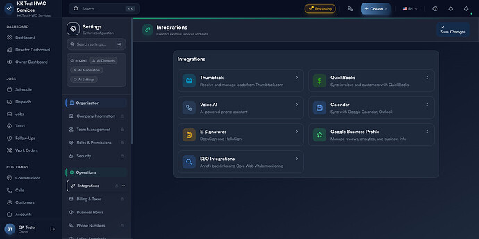 Step 1: Integrations grid with Calendar card visible