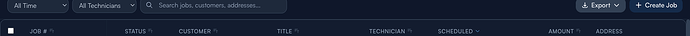 Step 3: Status tabs — Scheduled / In Progress / Completed / Cancelled / On Hold