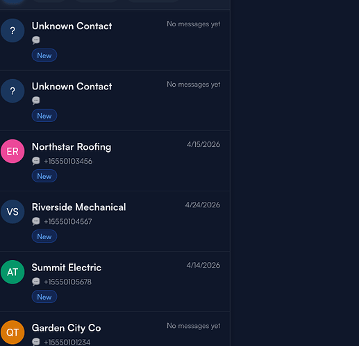 Step 2: Thread list close-up — avatar, name, channel icon, last-touch date, status