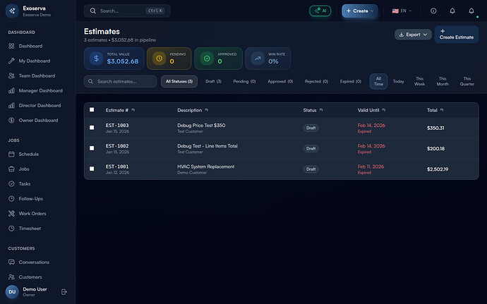 Step 1: Navigate to the Estimates Page
