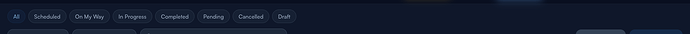 Step 2: Page header — total count, scheduled, in-progress, completed counts, action toolbar